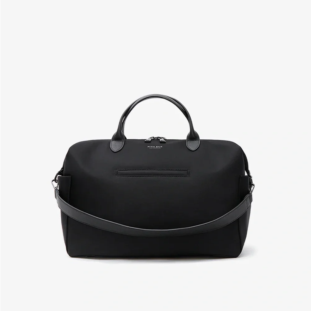 Black Mina Baie diaper bag Full vegan leather